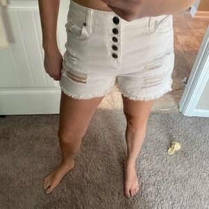 High waisted white shorts